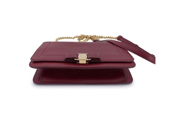 SALVATORE FERRAGAMO Borsa a Tracolla in Pelle Col. Bordeaux Vara M