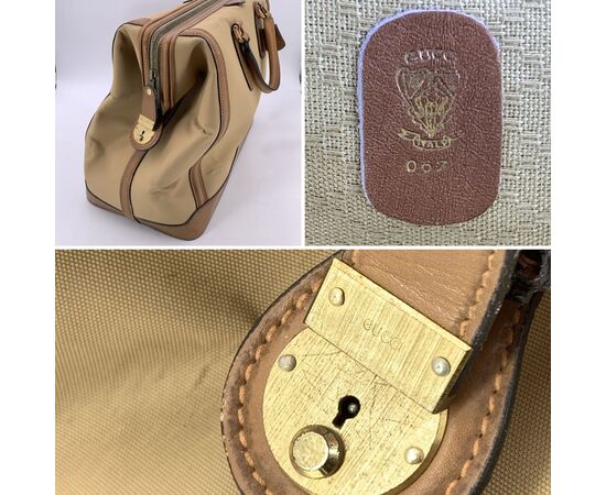 GUCCI Borsa da Viaggio Vintage in Tela Col. Beige L