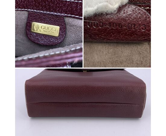 GUCCI Borsa a Mano Vintage in Pelle Col. Bordeaux Bamboo Top Handle M