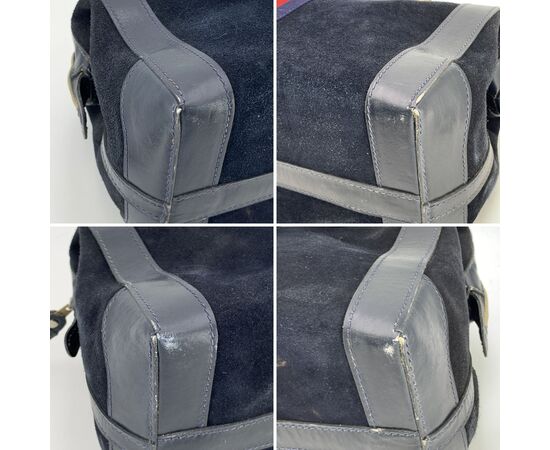 GUCCI Borsa a Mano Vintage in Camoscio Col. Blu Boston M