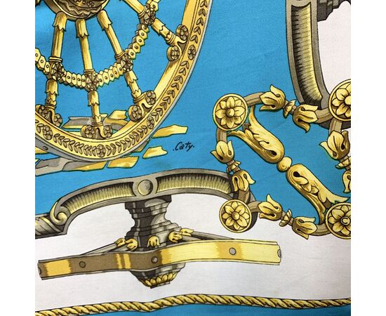 HERMES Foulard Vintage in Seta Col. Turchese Carre 90
