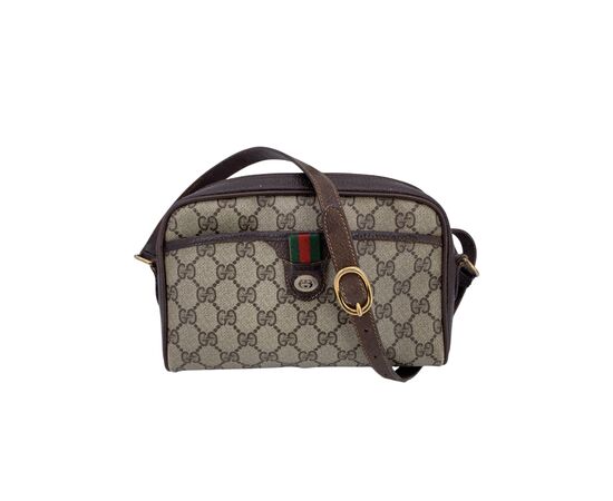 GUCCI Borsa a Tracolla Vintage in Tela Col. Marrone Ophidia Zip S