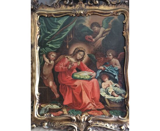 Scuola Bolognese fine XVII secolo seguace di Guido Reni  "Madonna del ricamo"