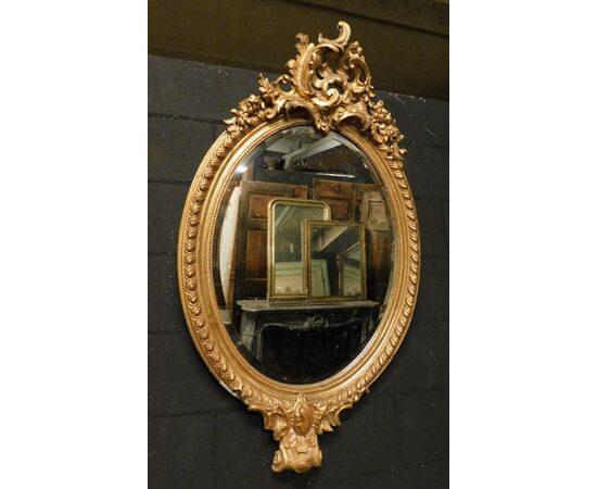 specc276 - gilded and carved mirror, 18th century, cm l 68 xh 112     