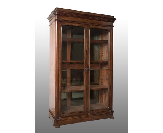 Antique Louis Philippe Neapolitan bookcase in precious exotic wood. Period 19th century.     