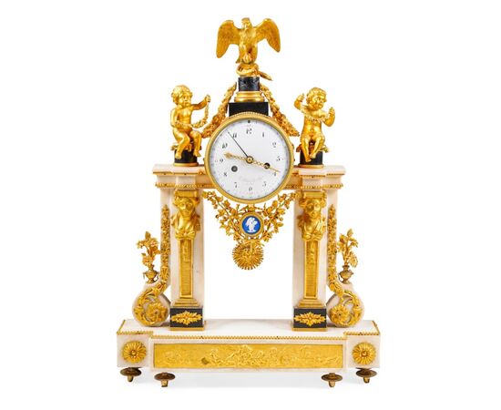 Gilt bronze and marble table clock, Le Blond Fils, Paris, 19th century