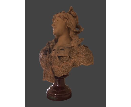 Terracotta sculpture signed "DOM.VAN DEN BOSSCHE"