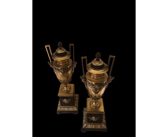 PAIR OF GILT BRONZE VASES