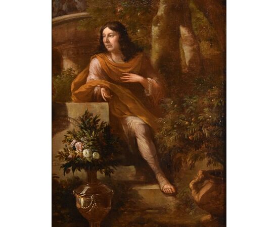 Ritratto di gentiluomo in un giardino, Godfrey Kneller (Lubecca 1646 – Londra 1723) cerchia di