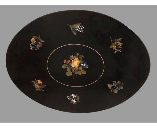 Small table with hard stone marquetry top