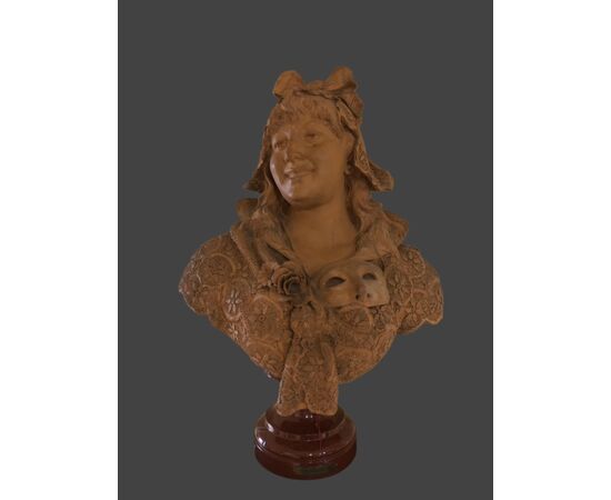 Terracotta sculpture signed "DOM.VAN DEN BOSSCHE"