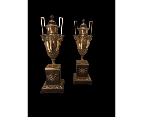 PAIR OF GILT BRONZE VASES
