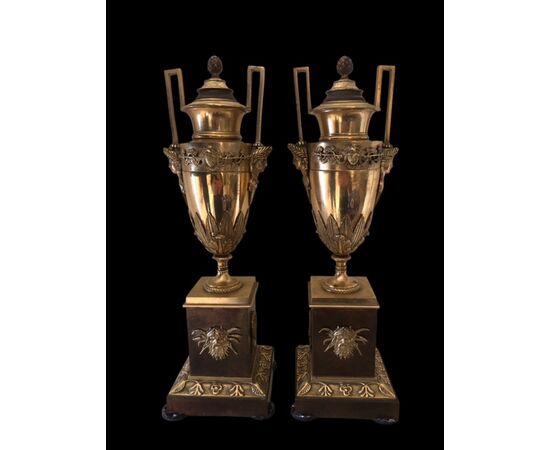 PAIR OF GILT BRONZE VASES