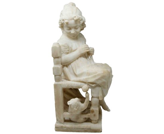 19th century, Girl with kitten