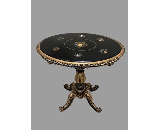 Small table with hard stone marquetry top