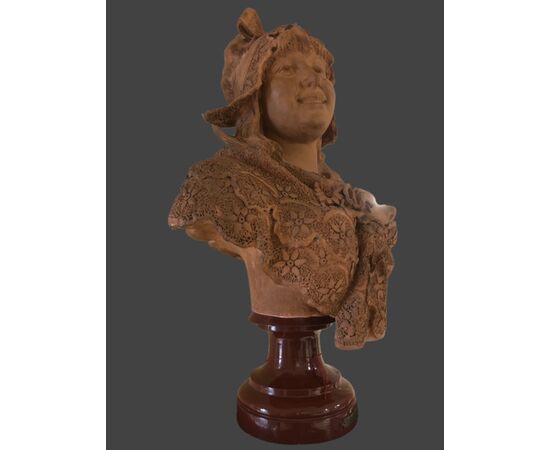 Terracotta sculpture signed "DOM.VAN DEN BOSSCHE"