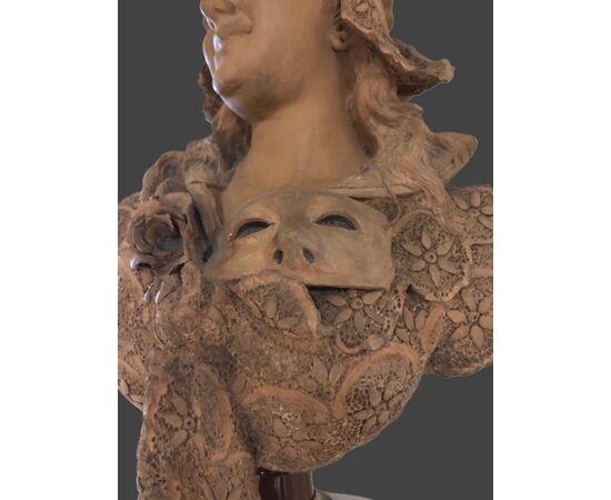 Terracotta sculpture signed "DOM.VAN DEN BOSSCHE"