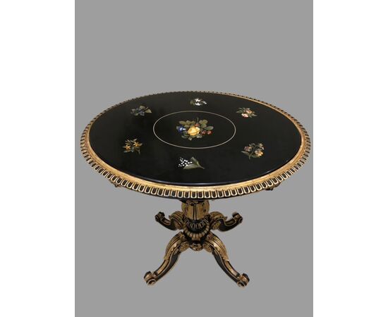 Small table with hard stone marquetry top