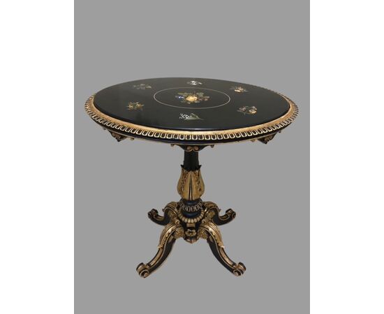 Small table with hard stone marquetry top