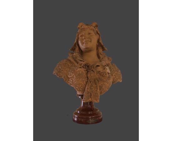 Terracotta sculpture signed "DOM.VAN DEN BOSSCHE"