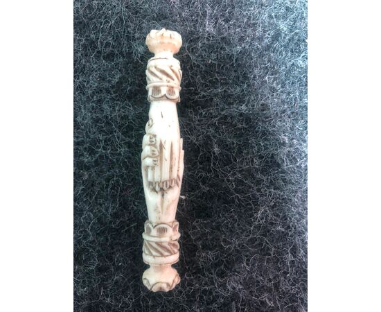 Ivory needle case with hands, Europe.
