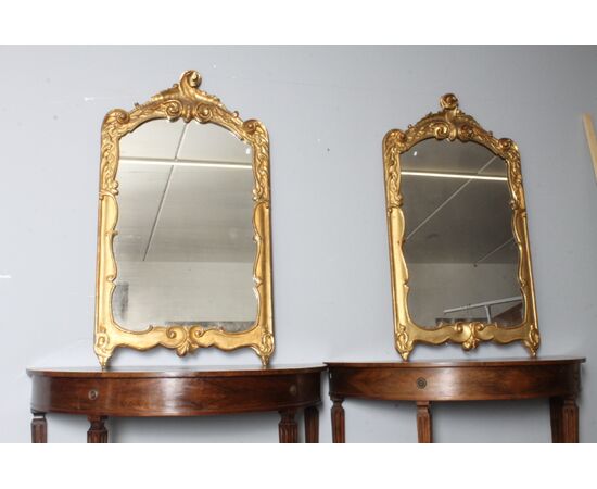 Antica coppia di specchiere Luigi XVI 1750 oro zecchino. Mis 124 x cm 70