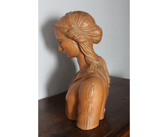Antico busto terracotta  Liberty anni 1920 Toscana Nobildonna . h 52