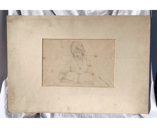 Disegnatore italiano (XVIII-XIX sec.) - Studio per una scrittrice.