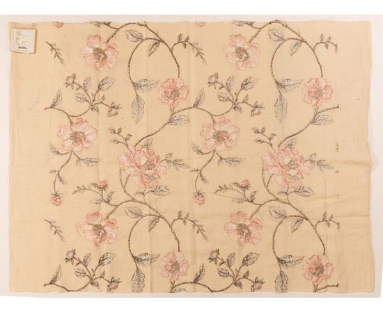 Linen panel embroidered with peonies - SN: