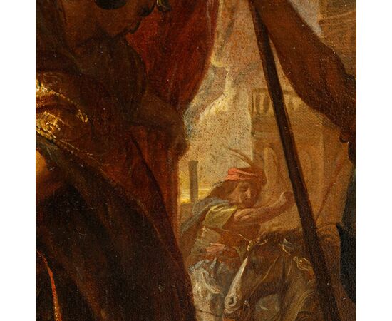 Monogrammista I.H., identificabile con Jan van den Hecke (Kwaremont, 1620 – Anversa, 1684), Sesto Tarquinio sorprende Lucrezia al lavoro
