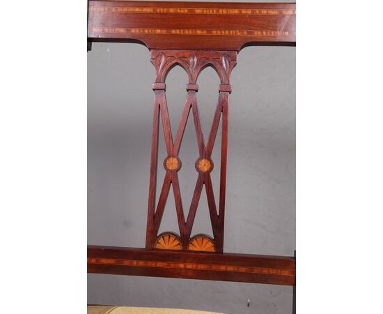 Antique Victorian mahogany armchair from the 1800s with inlays
