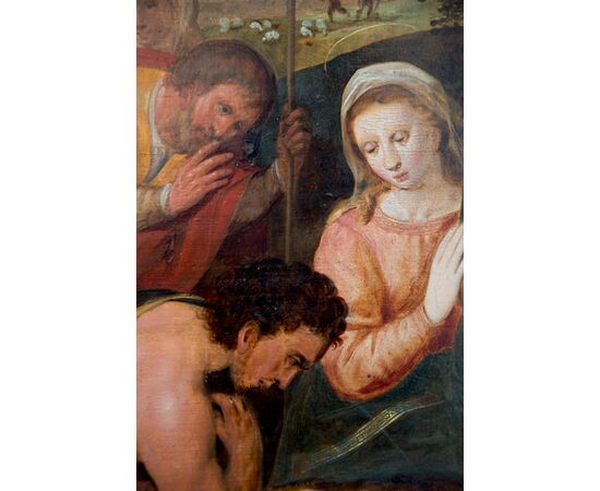 Scuola fiamminga, XVII secolo, Adorazione dei pastori
