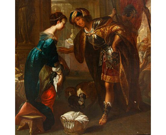Monogrammista I.H., identificabile con Jan van den Hecke (Kwaremont, 1620 – Anversa, 1684), Sesto Tarquinio sorprende Lucrezia al lavoro
