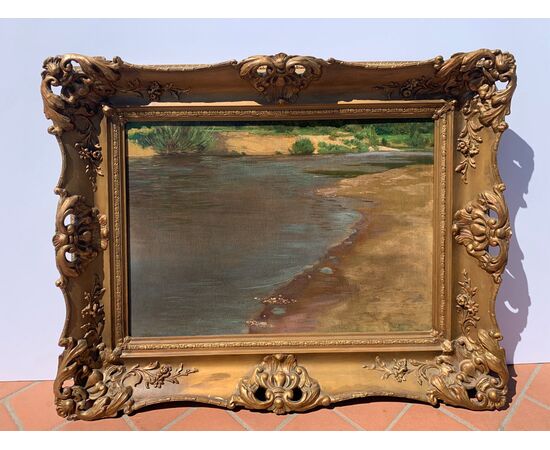 French Impressionist painter (19th century) - Landscape with lake.