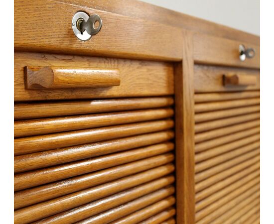 Antique oak roll-top filing cabinet
