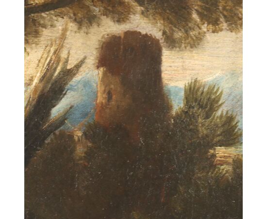 Dipinto Paesaggio Fluviale con Figure