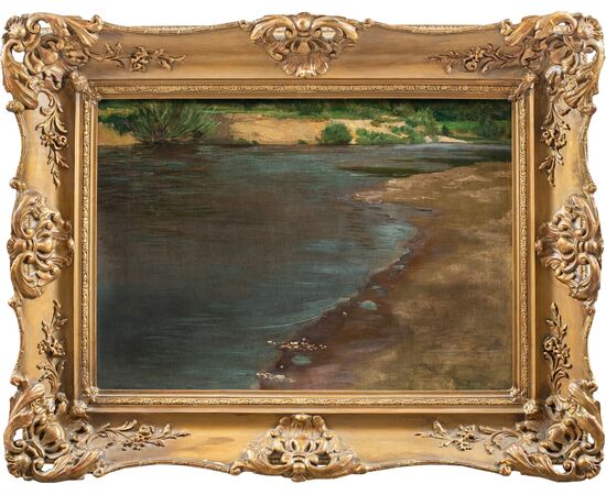 French Impressionist painter (19th century) - Landscape with lake.