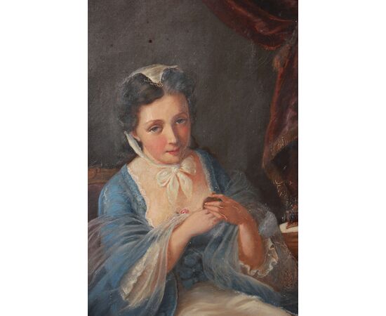 French oil on canvas from the 1800s depicting Portrait of a Lady