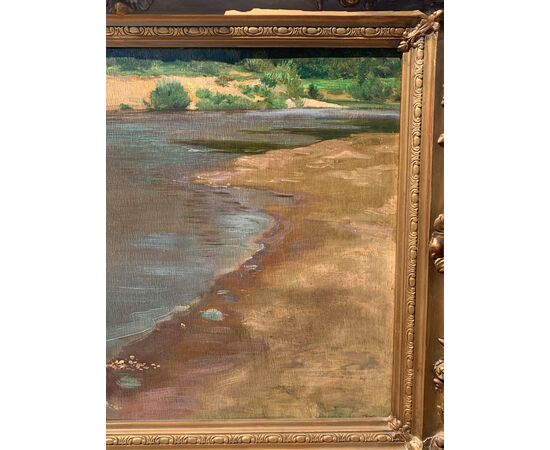 French Impressionist painter (19th century) - Landscape with lake.