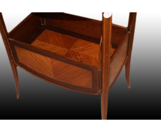 French Louis XVI coffee table with crystal tray and flaps