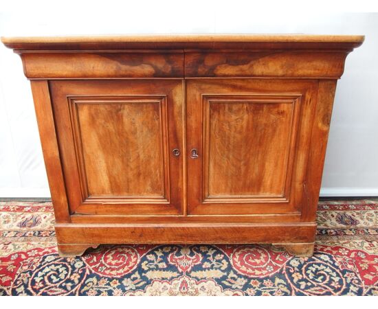 CAPPUCCINO SIDEBOARD WITH TWO DOORS IN WALNUT, LOUIS PHILIPPE PERIOD, 19th CENTURY FRANCE