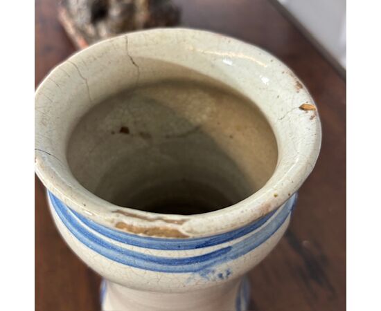 Antique Albarello pharmacy vase, 18th century Naples. 20 cm