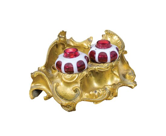 Calamaio in bronzo dorato. Maison Henry Dasson (Parigi 1825-1896).