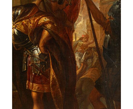 Monogrammista I.H., identificabile con Jan van den Hecke (Kwaremont, 1620 – Anversa, 1684), Sesto Tarquinio sorprende Lucrezia al lavoro