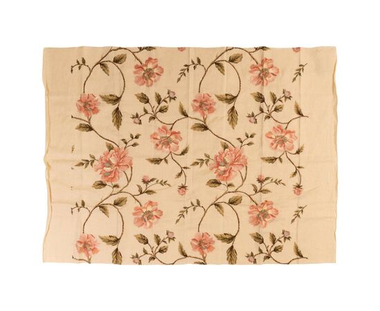 Linen panel embroidered with peonies - SN: