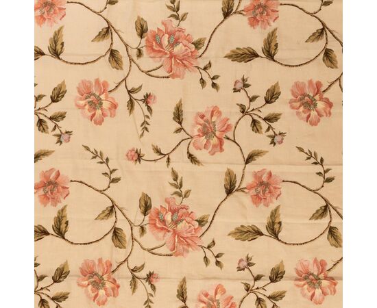 Linen panel embroidered with peonies - SN: