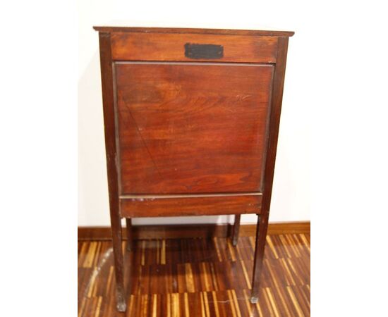 Antique Dutch cabinet from the 1800s in richly inlaid mahogany wood