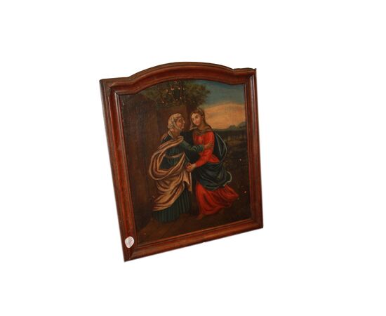 Olio si tela francese di fine 1700 Raffigurante Madonna con Sant'Anna