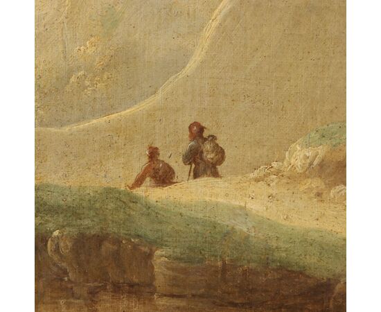 Dipinto Paesaggio con Rovine e Personaggi
