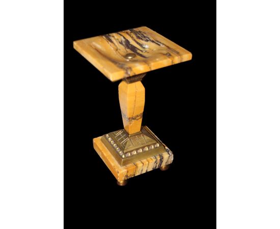 Clock set with French Art Deco style marble candlesticks from the early 1900s